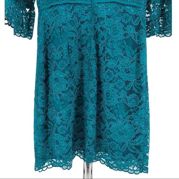 Draper James Lace Bell-Sleeve Cocktail Dress in Deep Teal Lace size 2 - Picture 7 of 13